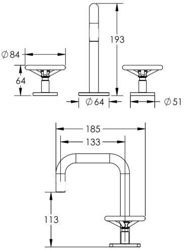The Watermark Collection Смеситель для раковины на 3 отверстия Brooklyn Bro04 Santreyd - Вид №2