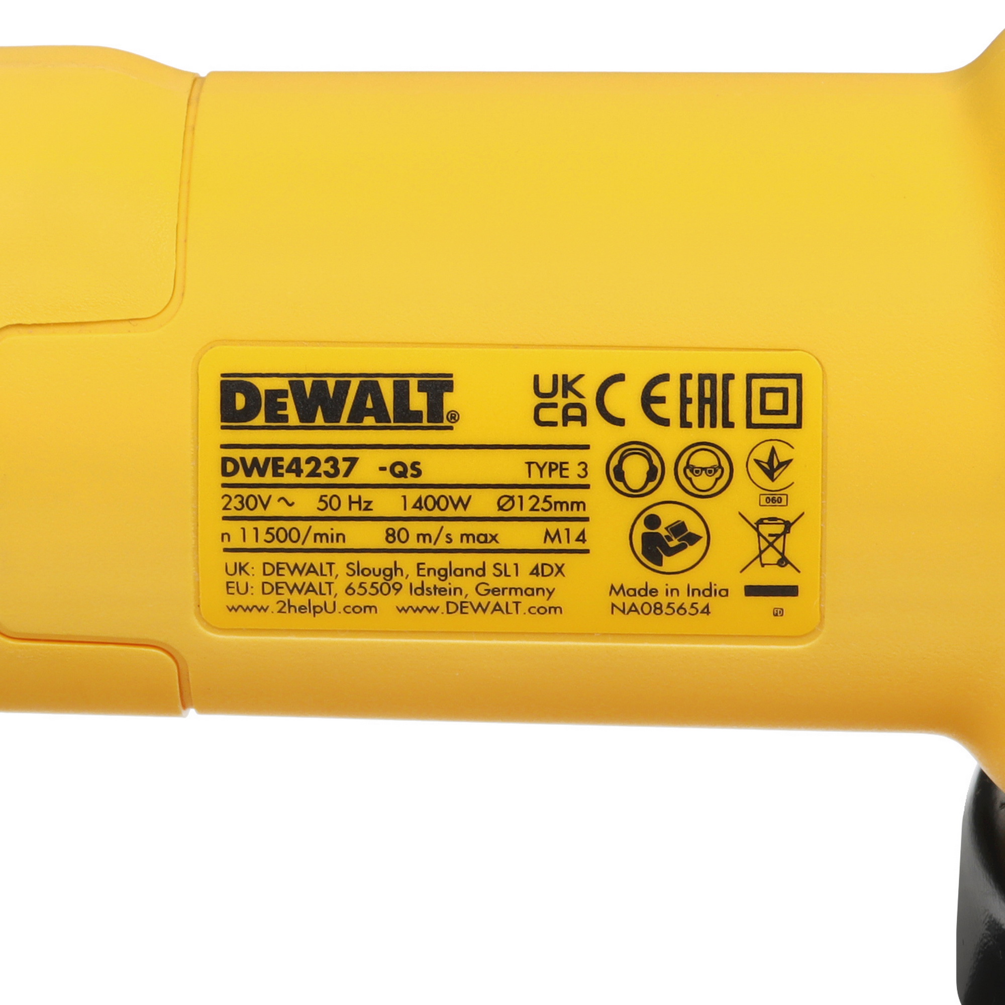 Углошлифовальная машина (УШМ) DeWalt DWE4237-QS 5455809 STDN-0057023 - Вид №4