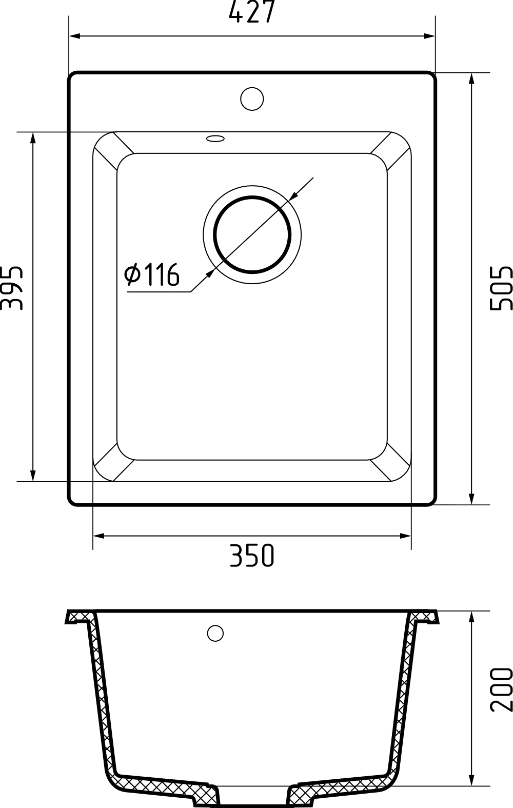 Кухонная мойка Искусственный камень PRACTIK S104 GranFest P-505-S104 - Вид №1