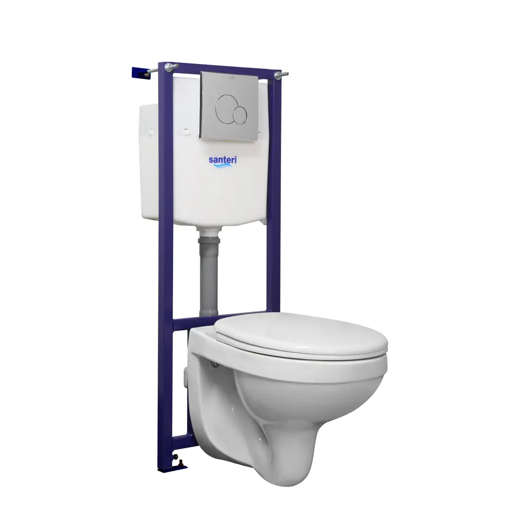 Комплект инсталляция и унитаз  ПЭК «Альфа» с кнопкой двойного слива SANTERI STLM-2073125