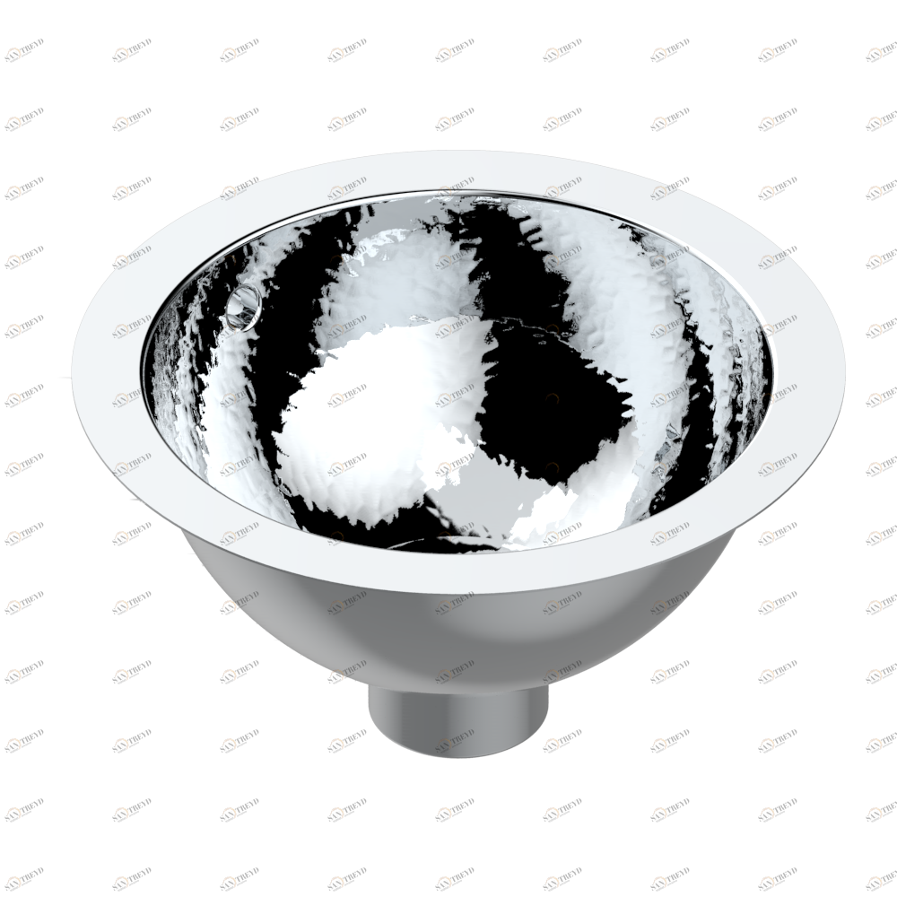 GB2-1/BOL Round hand basin, Ø 26,5 cm, with overflow with flat edge, to fix under, hammered metal finishing Thg-paris Металлические раковины THG Хром GB2-1/BOL CAT.A