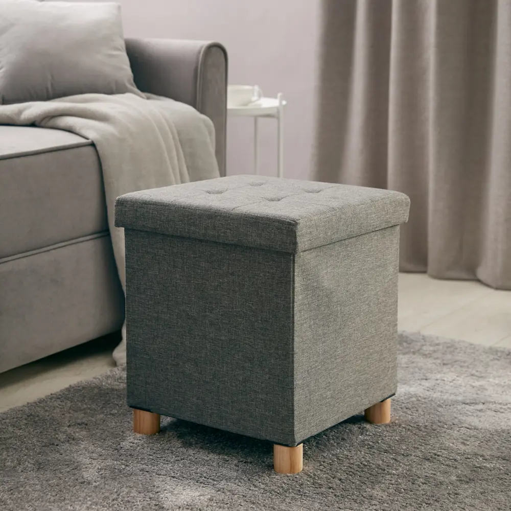 Пуф-столик складной 38x38x43 см цвет серый DREAM RIVER STLM-2064920 - Вид №5