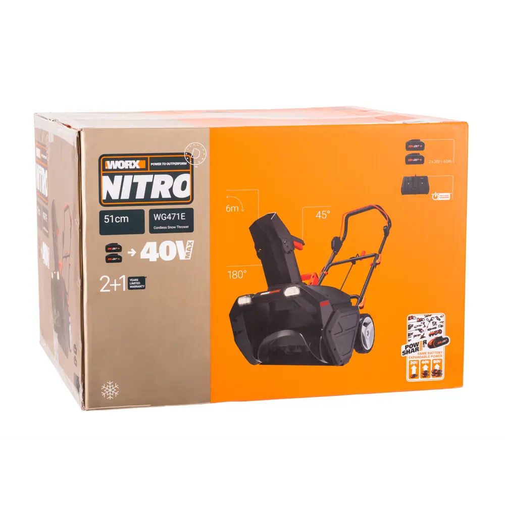 Снегоуборщик аккумуляторный WORX Бесщёточный WG471E 50 см 18 В 1x4 Ач АКБ и ЗУ в комплекте 82360878 STLM-2086801  - Вид №7