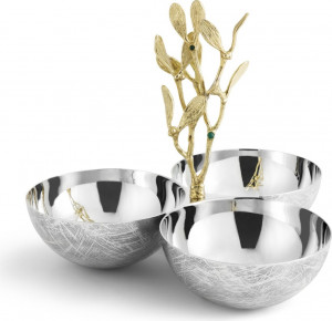 10663686 Michael Aram Менажница трехсекционная Michael Aram "Омела" 23см Сталь нержавеющая