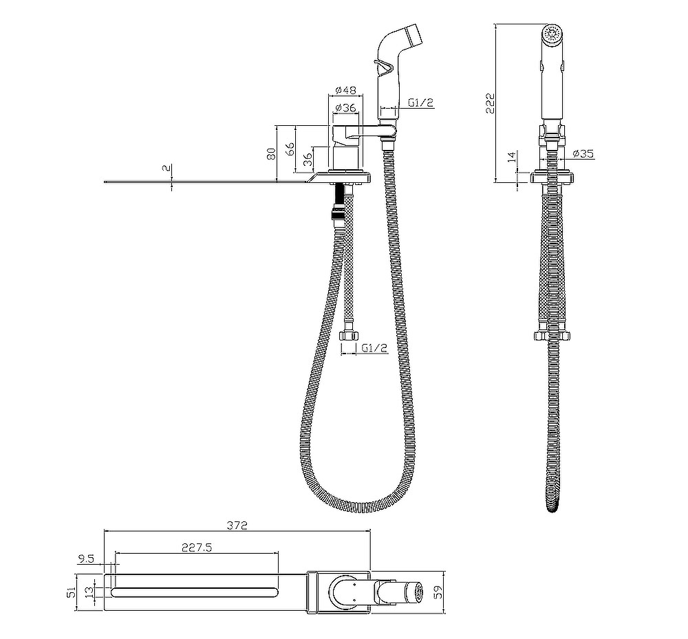 LM7170CW Смеситель Solo с гигиеническим душем, устанавливаемый на унитаз LEMARK SOLO - Вид №1