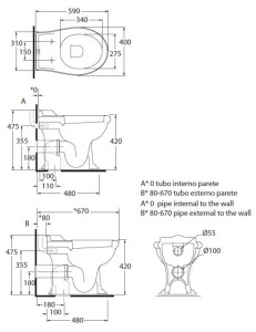 Напольный керамический туалет с внешней кассетой