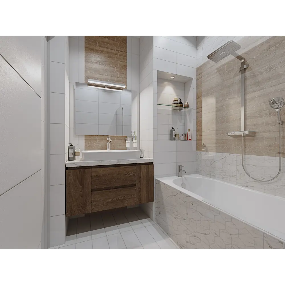 Плитка настенная Marble «Гексо» 60x30 см 1.62 м2 цвет белый матовый BELANI STLM-2145793 - Вид №5