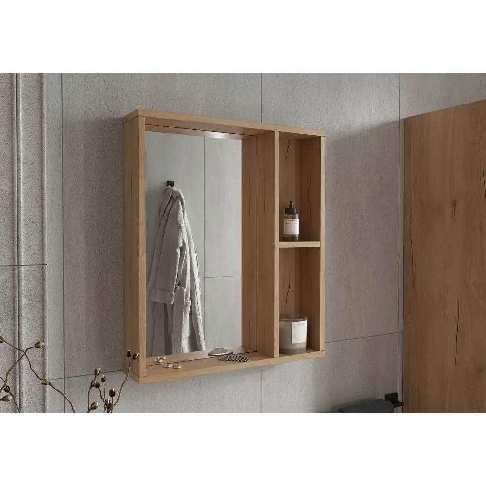 Зеркало для ванной Сохо KONSENSA с полками 60x69.6 см цвет светлый дуб STLM-2048394 - Вид №10