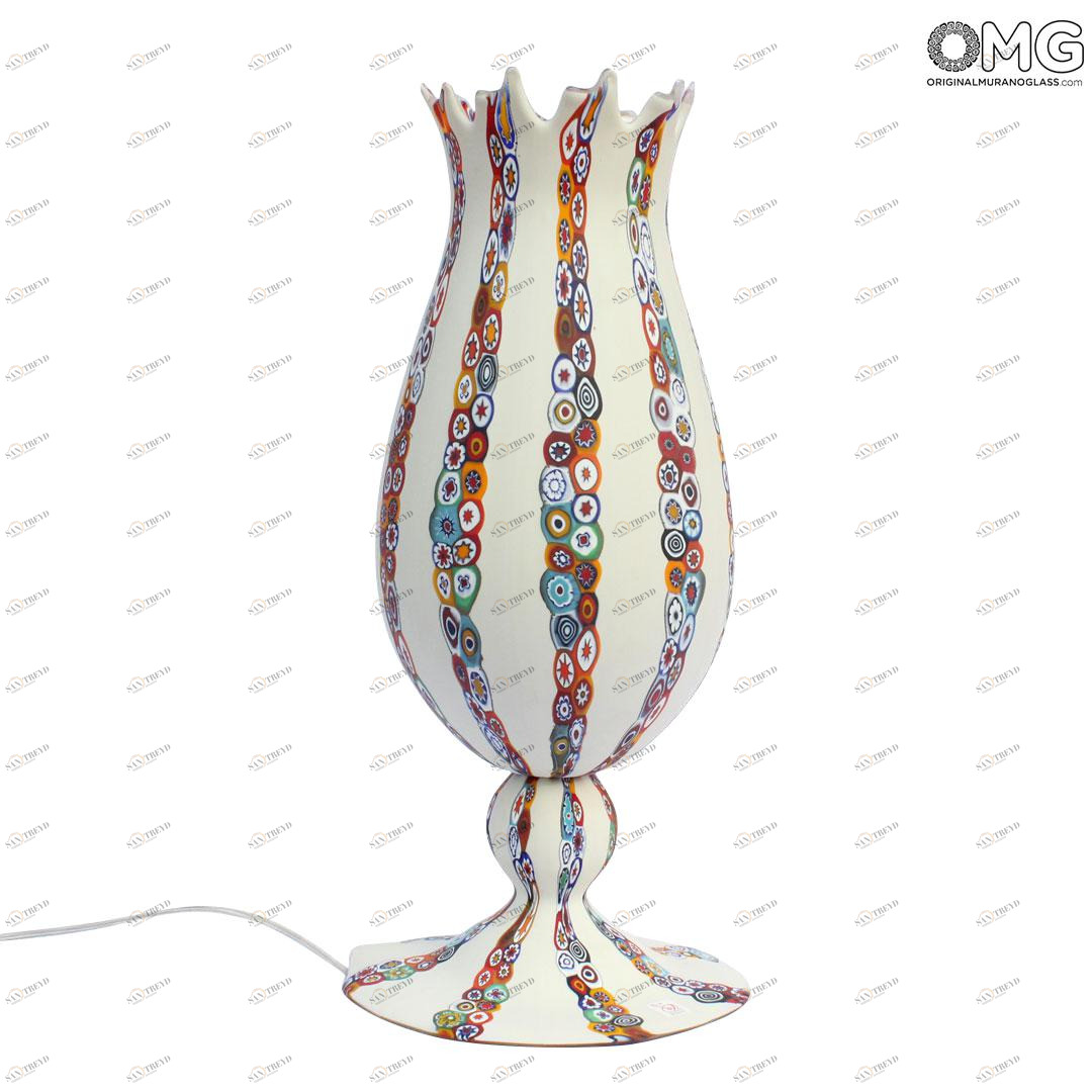 2086 ORIGINALMURANOGLASS Настольная лампа из муранского стекла с разноцветными мурринами 20 см 