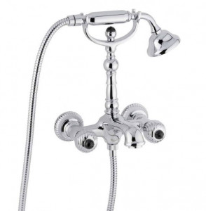 98011SWNEBR Смеситель The One для ванны. Металлические ручки + черные кристаллы Swarovski, цвет бронза