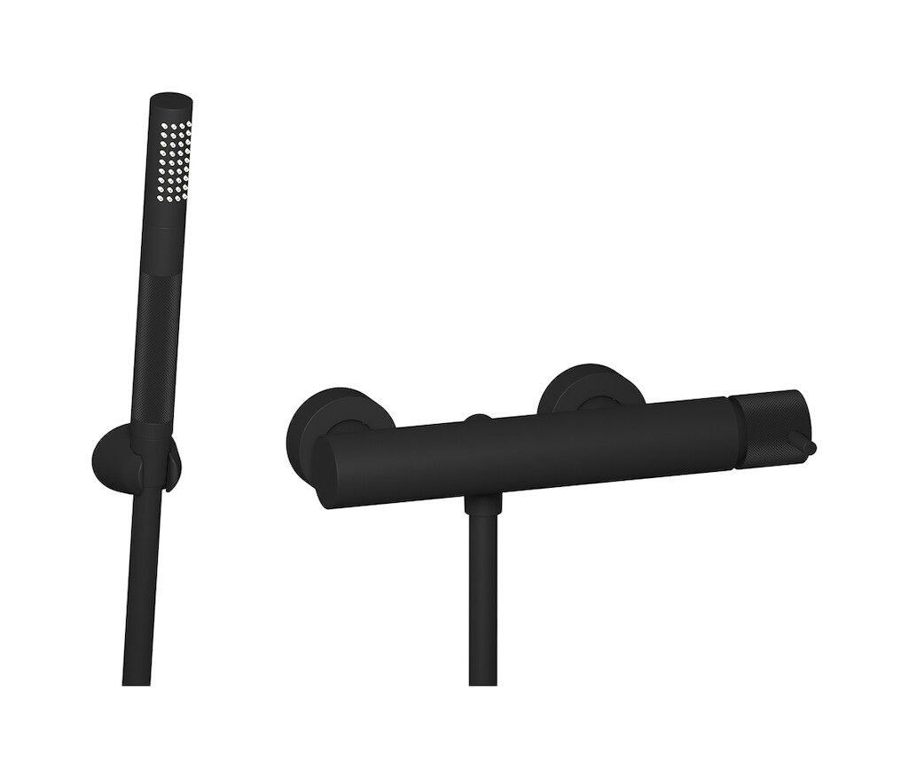 Встроенный смеситель для душа в комплекте с душевым гарнитуром. WE ARE IB id350np Matt Black Industria