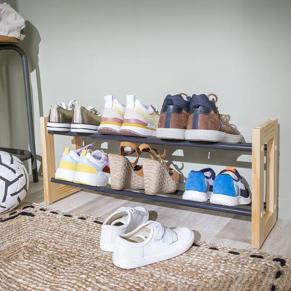 Подставка для обуви Spaceo 55x32x20.5 см дерево/сталь цвет чёрный STLM-2011919 - Вид №13