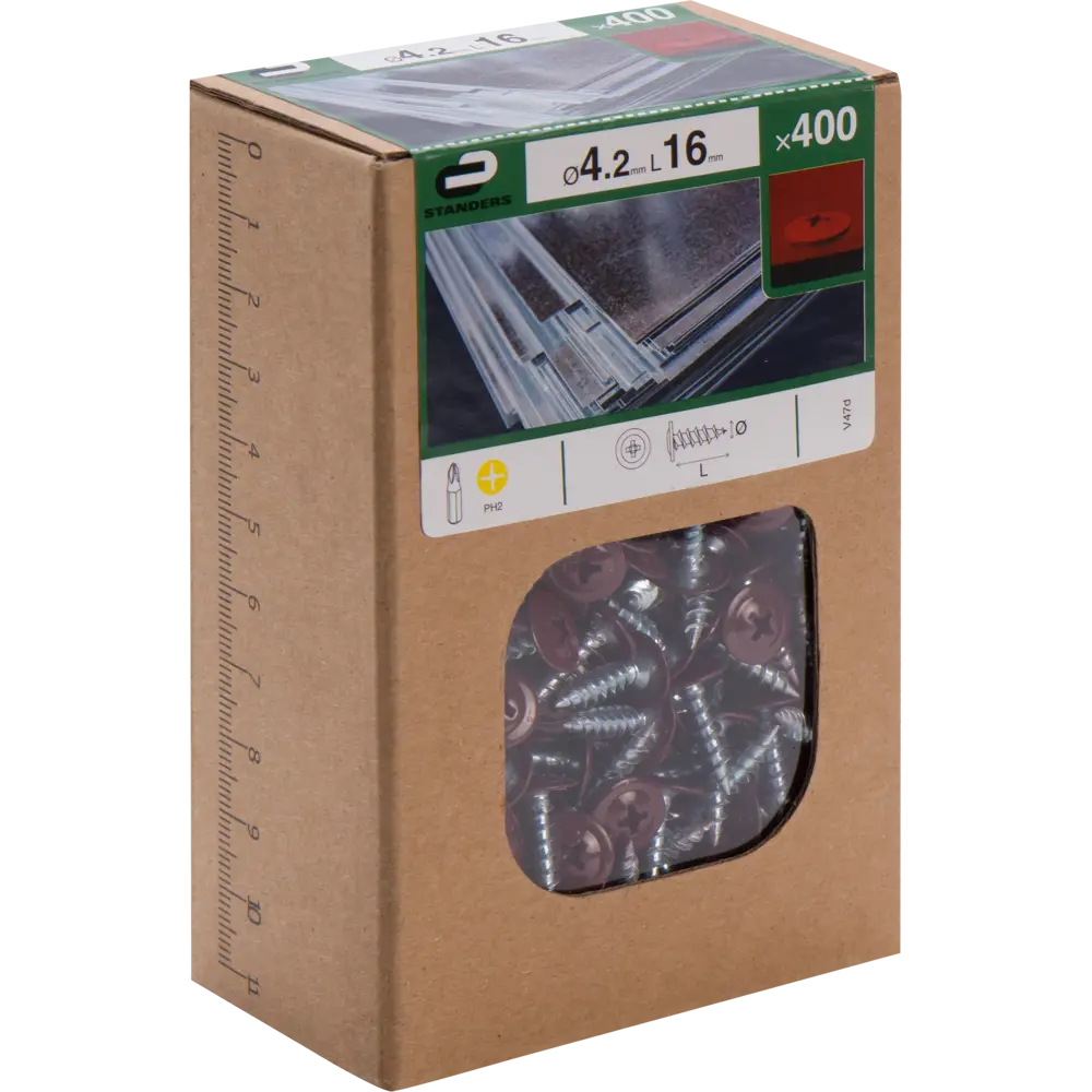 Саморезы с пресс-шайбой STANDERS RAL3005 красныеные с острым наконечником, 4.2x16, RAL3005 STLM-2137529 - Вид №2