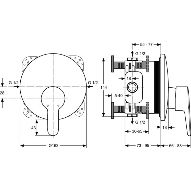 A5801AA Встраиваемый смеситель для душа Ideal Standard CONNECT BLUE - Вид №1
