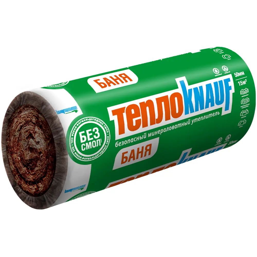 Утеплитель ТеплоКнауф Баня рулон 50 мм 15 м² KNAUF INSULATION STLM-2058004