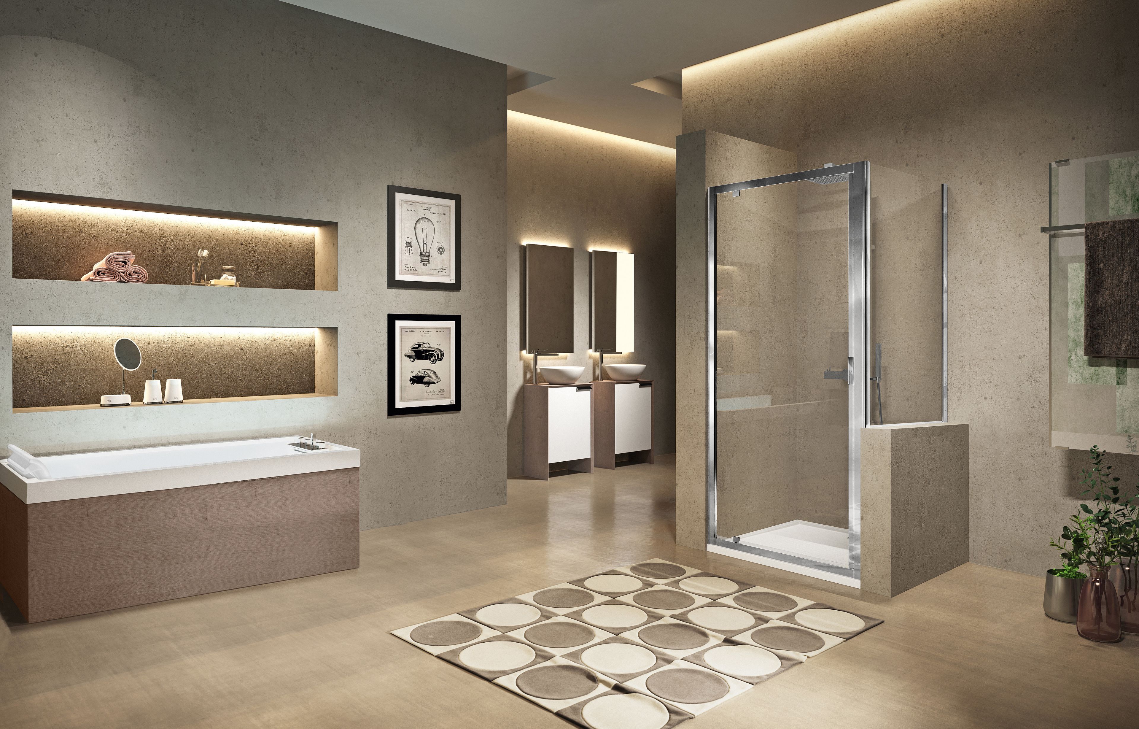 Профиль угловой душевой кабины с распашной дверью Novellini Lunes ARCH-00068967 - Вид №4