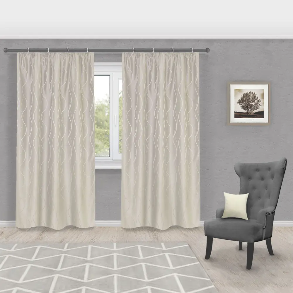 Штора на ленте «Sunrise» 145х260 см цвет кремовый SEASONS STLM-2057816 - Вид №3