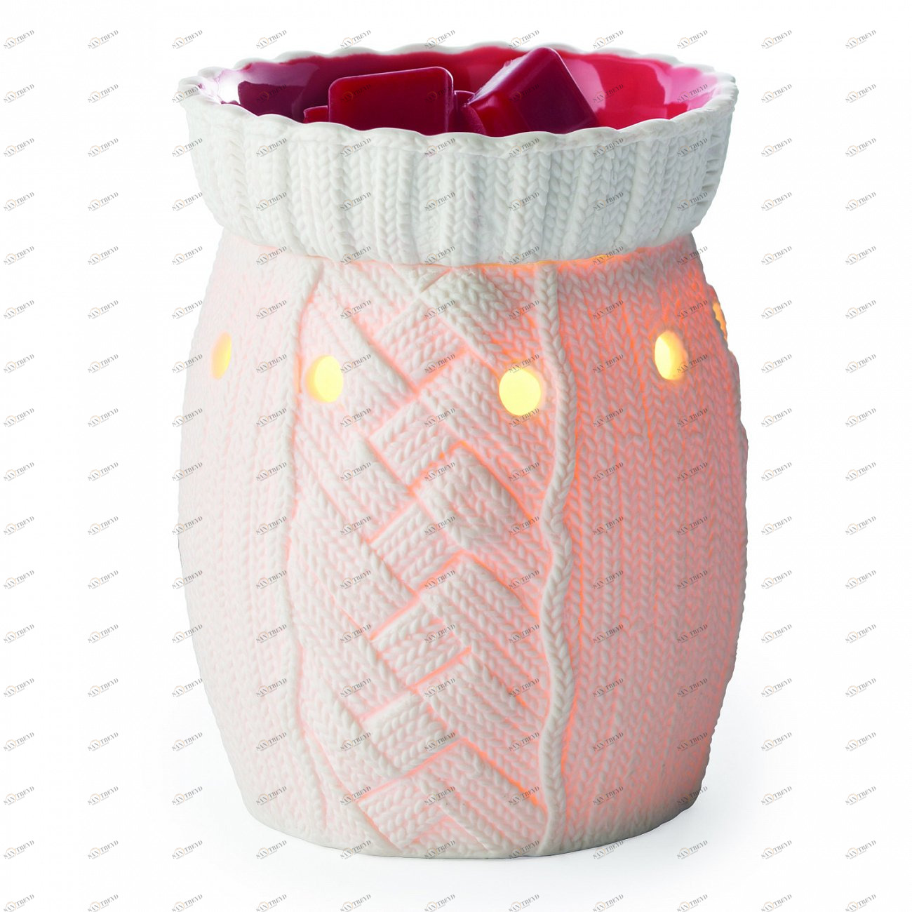 Аромасветильник настольный керамический "Вязаный плед" CANDLE WARMERS  268163 Розовый 