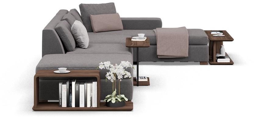 DE.CI Приставной столик из орехового дерева с полкой для журналов Claw 12-unit-100 - Вид №2