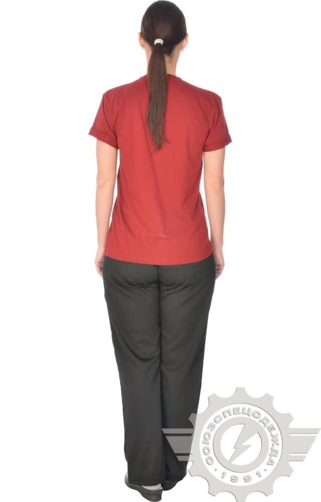 61033 Футболка "Престиж" бордовая  Одежда для официантов  размер XS (44) Спецодежда  - Вид №11