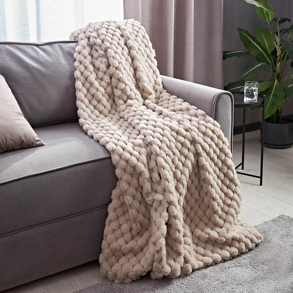 Santreyd Honeycomb — меховой плед бежевый 200x220 см 84720861 STLM-0053985 - Вид №4