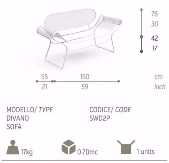 Talenti 2-х местный стальной диван Swell Swd2p - Вид №5