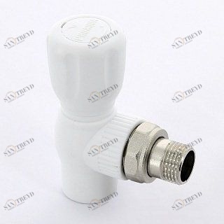 Кран для радиатора Н угловой PRO AQUA полипропиленовый с разъемным соединением 20х1/2" PA42108