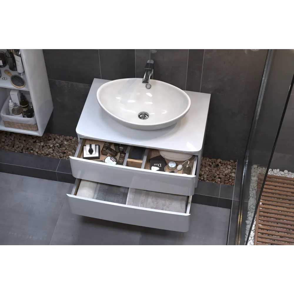 Тумба под раковину подвесная Vigo Cosmo 80 см цвет белый STLM-2170570 - Вид №8