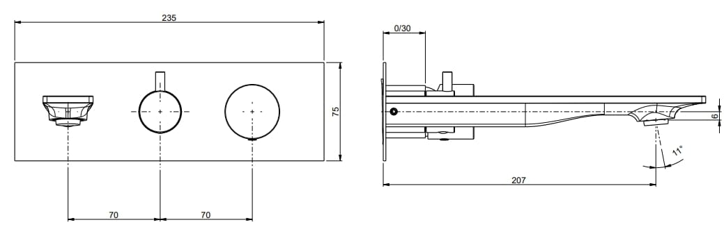 Встраиваемый однорычажный смеситель для ванны с ручным душем Rubinetterie Frattini отдельная эстетика ARCH-00118361 - Вид №9