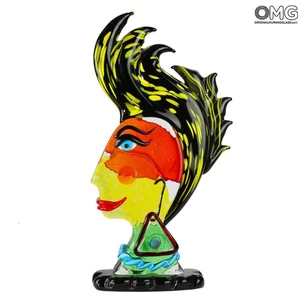 4733 ORIGINALMURANOGLASS Скульптура Голова Женщины - Pop Art - Original Murano Glass OMG 21 см