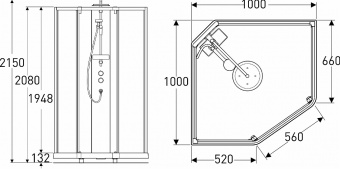 Задняя стенка душевой кабины 100x100 Ido Showerama 10-5 Comfort 558.316.00.1 матовый хром + матовое стекло Santreyd  - Вид №2