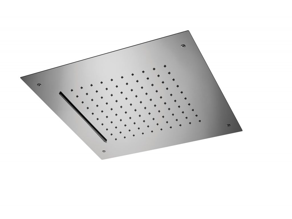 888 / 4QPC 430x430 мм. стальной квадратный потолок для душа, функция дождя и водопада. Bongio Wellness 888/4QPC