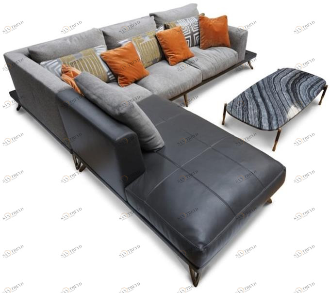 Bellotti Ezio 3-х местный угловой диван из ткани и кожи Gea 2019-01