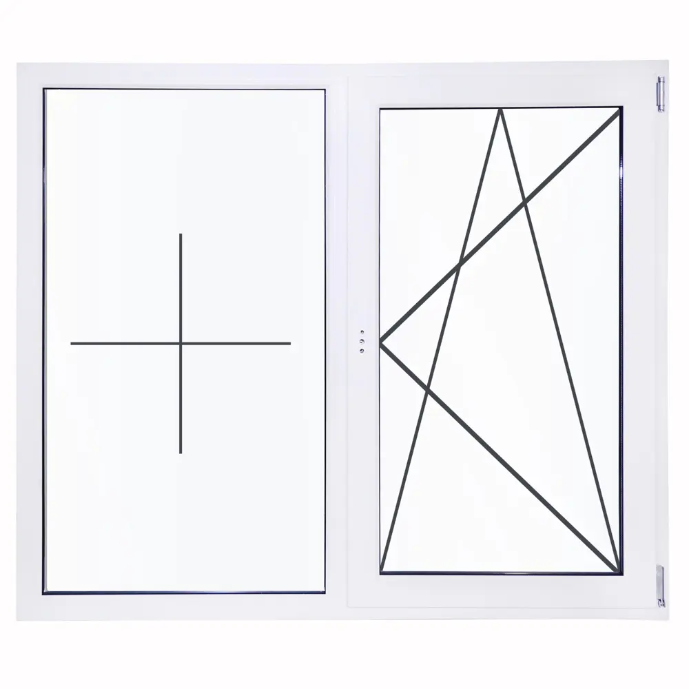 Пластиковое окно ПВХ Deceuninck двустворчатое 1440x1450 мм (ВхШ) однокамерный стеклопакет белый (с двух сторон) STLM-2189720