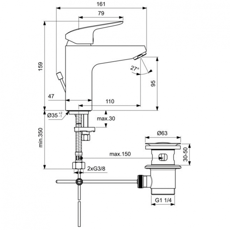 B1712AA Смеситель для раковины Ideal Standard CERAFLEX  - Вид №4