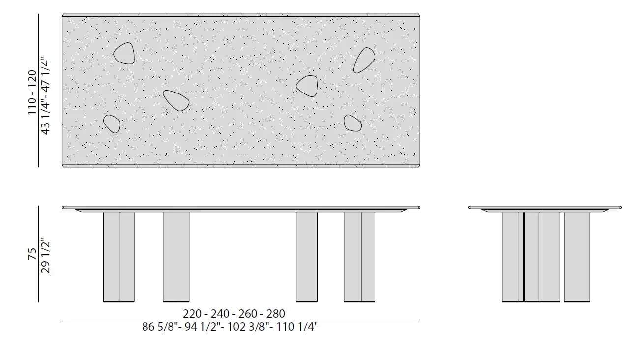 Прямоугольный обеденный стол из мрамора и грецкого ореха Porada двадцать четыре ARCH-00148826 - Вид №11