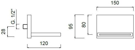Rubinetteria Giulini Настенный каскадный излив для ванны Pablolux F9856/b5 - Вид №1