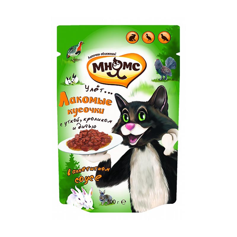 ПР0056557*24 Корм для кошек Пир охотника, утка, кролик, дичь пауч 85г (упаковка - 24 шт) МНЯМС 