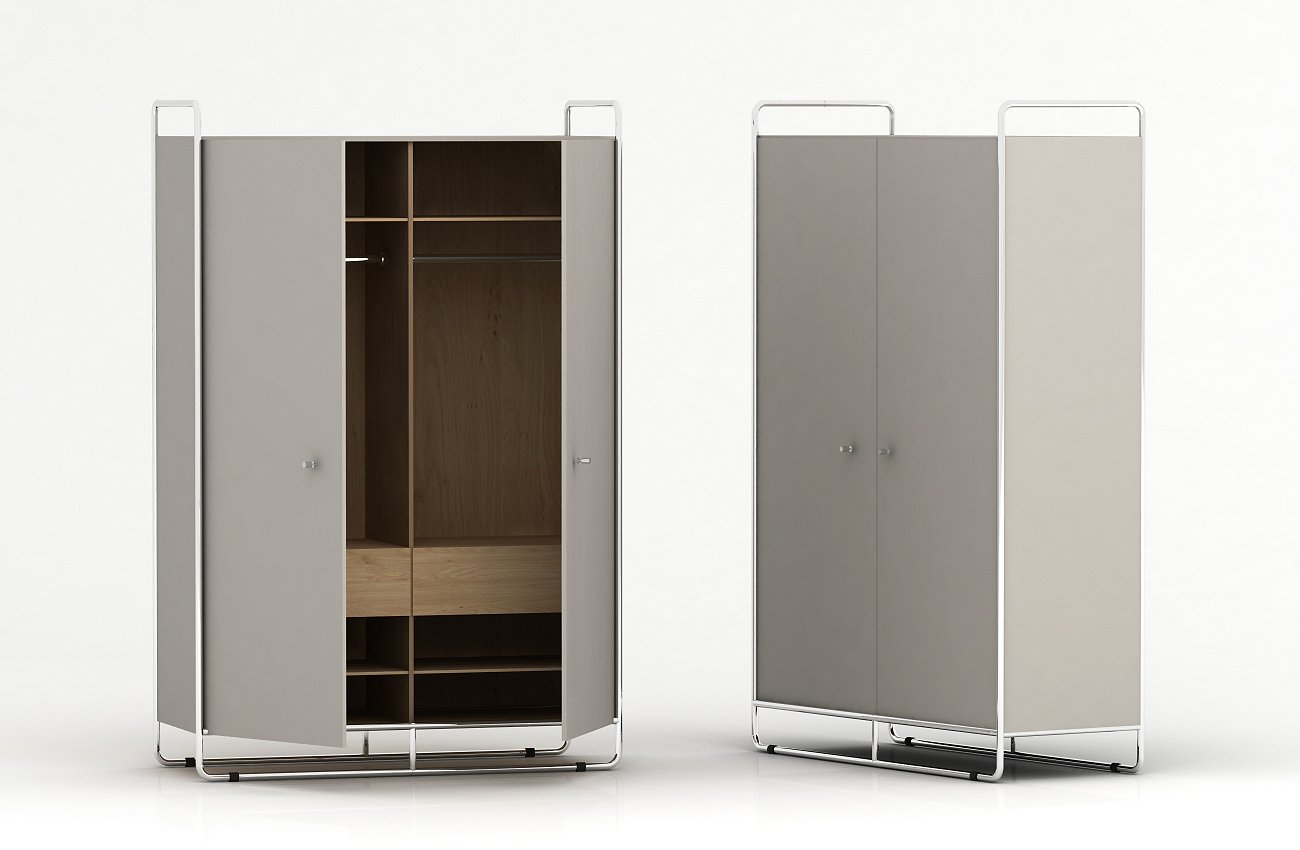 Шкаф двухдверный на металлических ножках белый Bauhaus WOODI  00-3966115 Белый  - Вид №6
