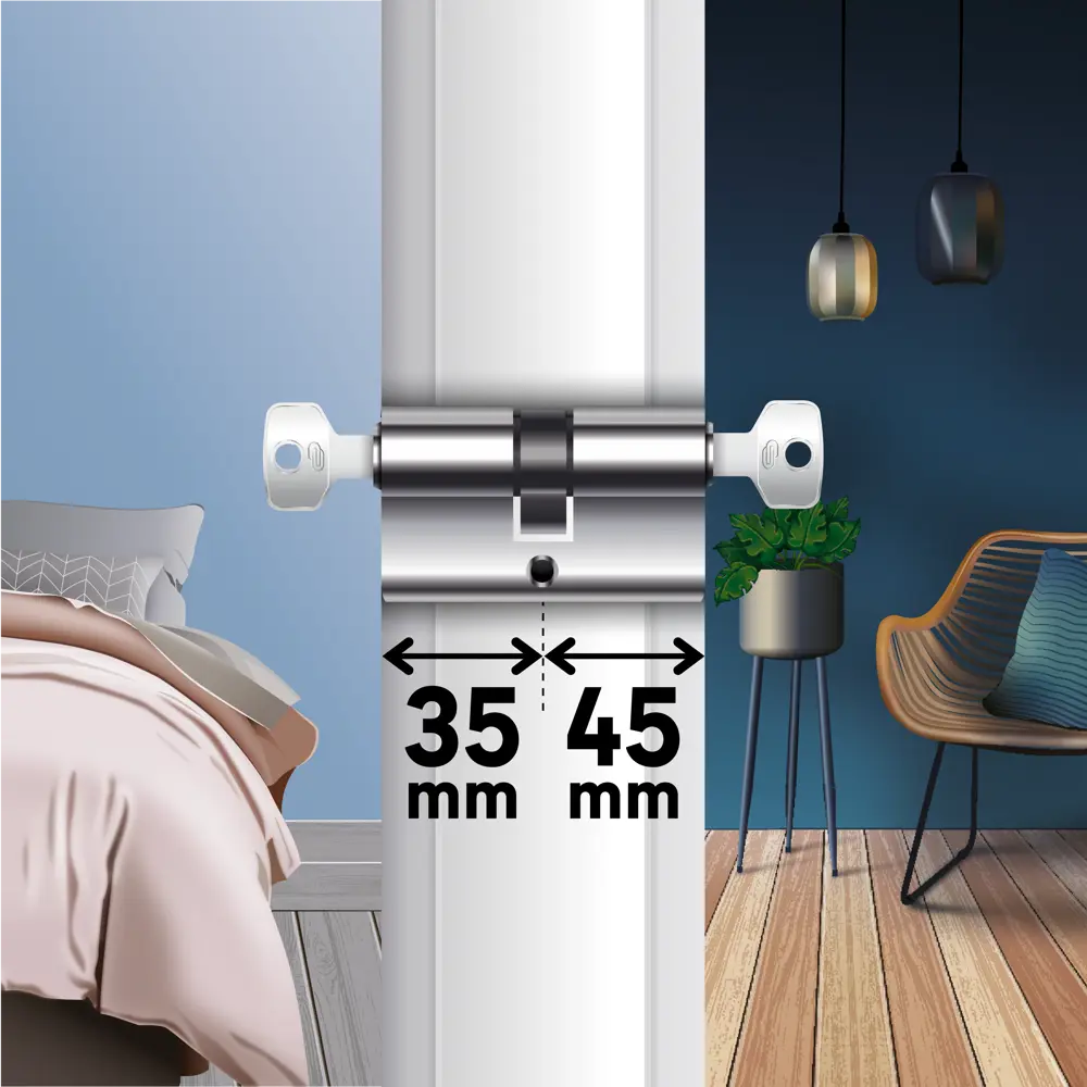 Цилиндр дверной Standers TTAL1-3545CR с хромированным покрытием 82625281 STLM-0032169 - Вид №3