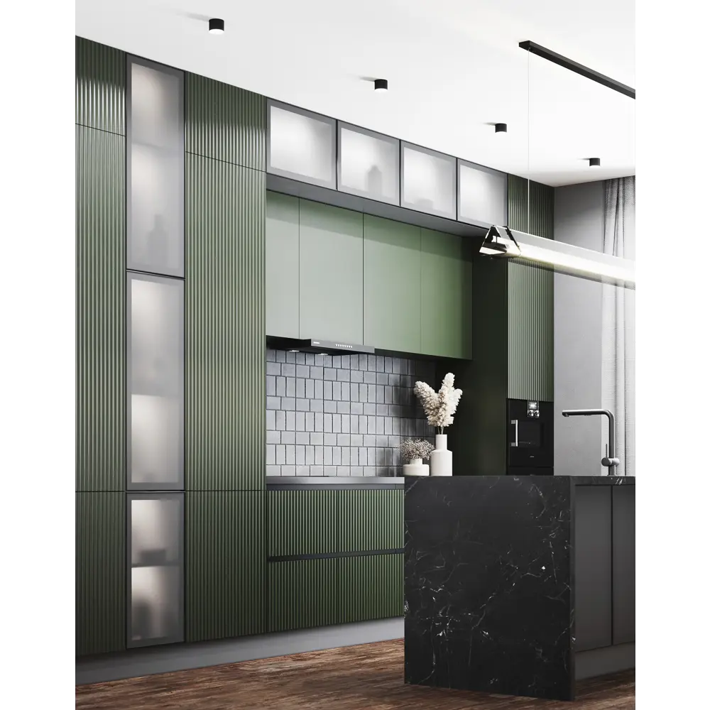 Фасад-витрина кухонного шкафа Вельск 59.7x38.1 см KONSENSA стекло цвет черный STLM-2068368 - Вид №6