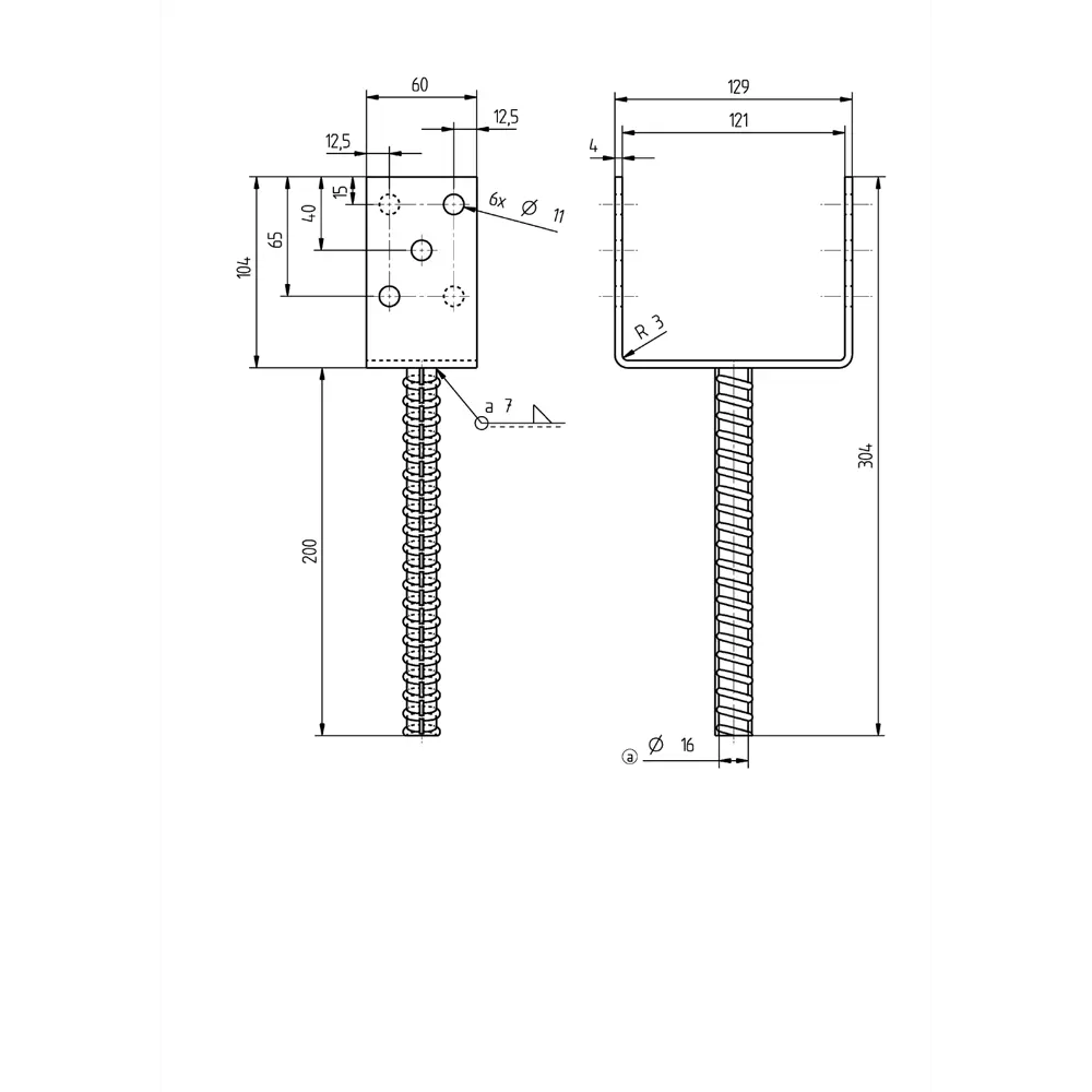 Опора бруса закладная 121х60х300х4 Santreyd STLM-2142321 - Вид №6