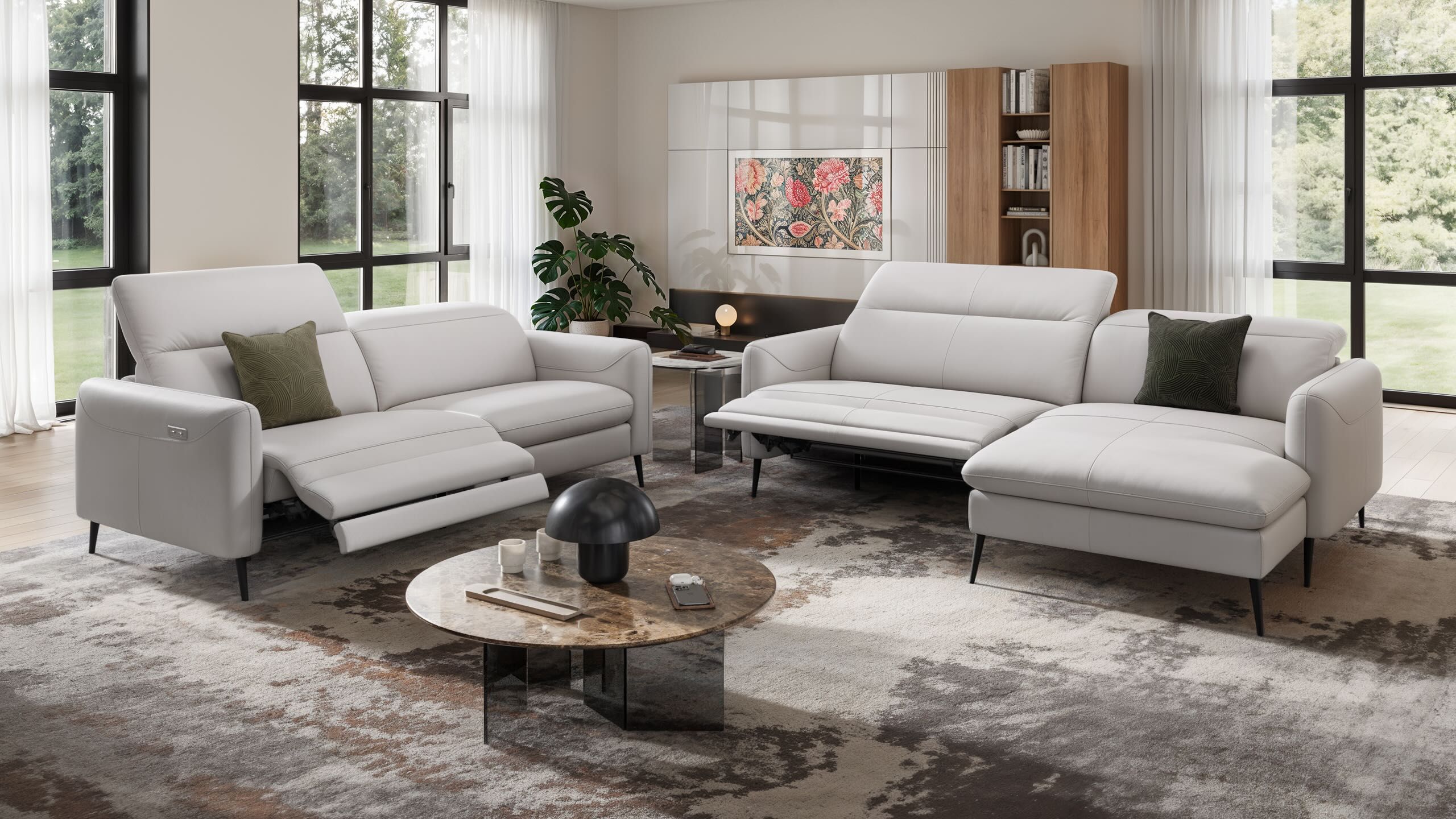 Кожаный диван с полуостровом Sofanella Мессина ARCH-00143650 - Вид №1