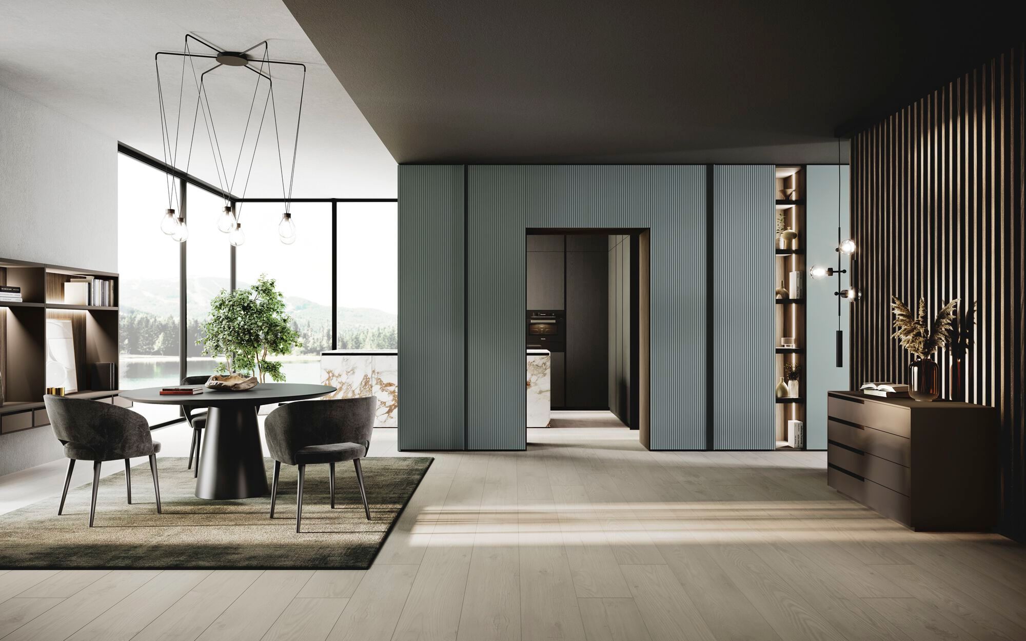 Изготовленный на заказ деревянный шпон секционный шкаф Guzzini & Fontana Always ARCH-00075823 - Вид №1