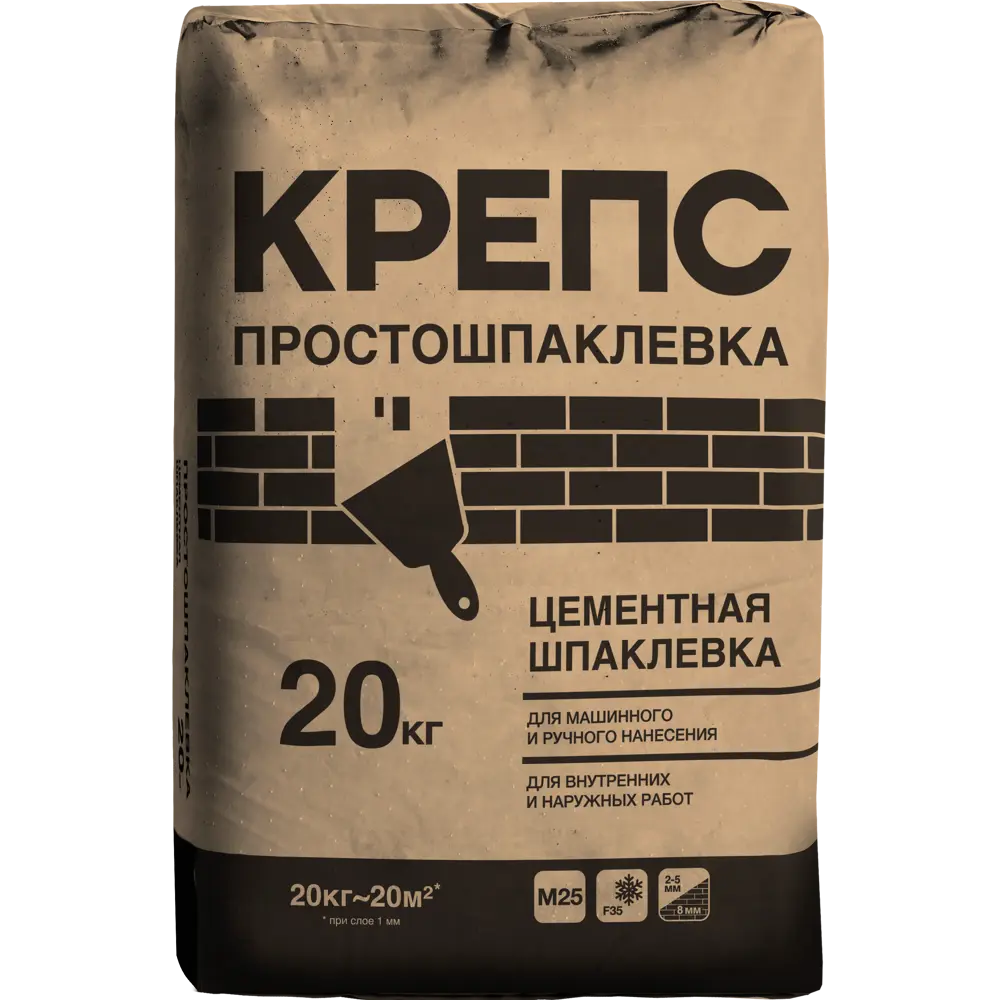 Шпаклёвка цементная финишная Крепс Просто 20 кг Простошпаклевка STLM-2051707