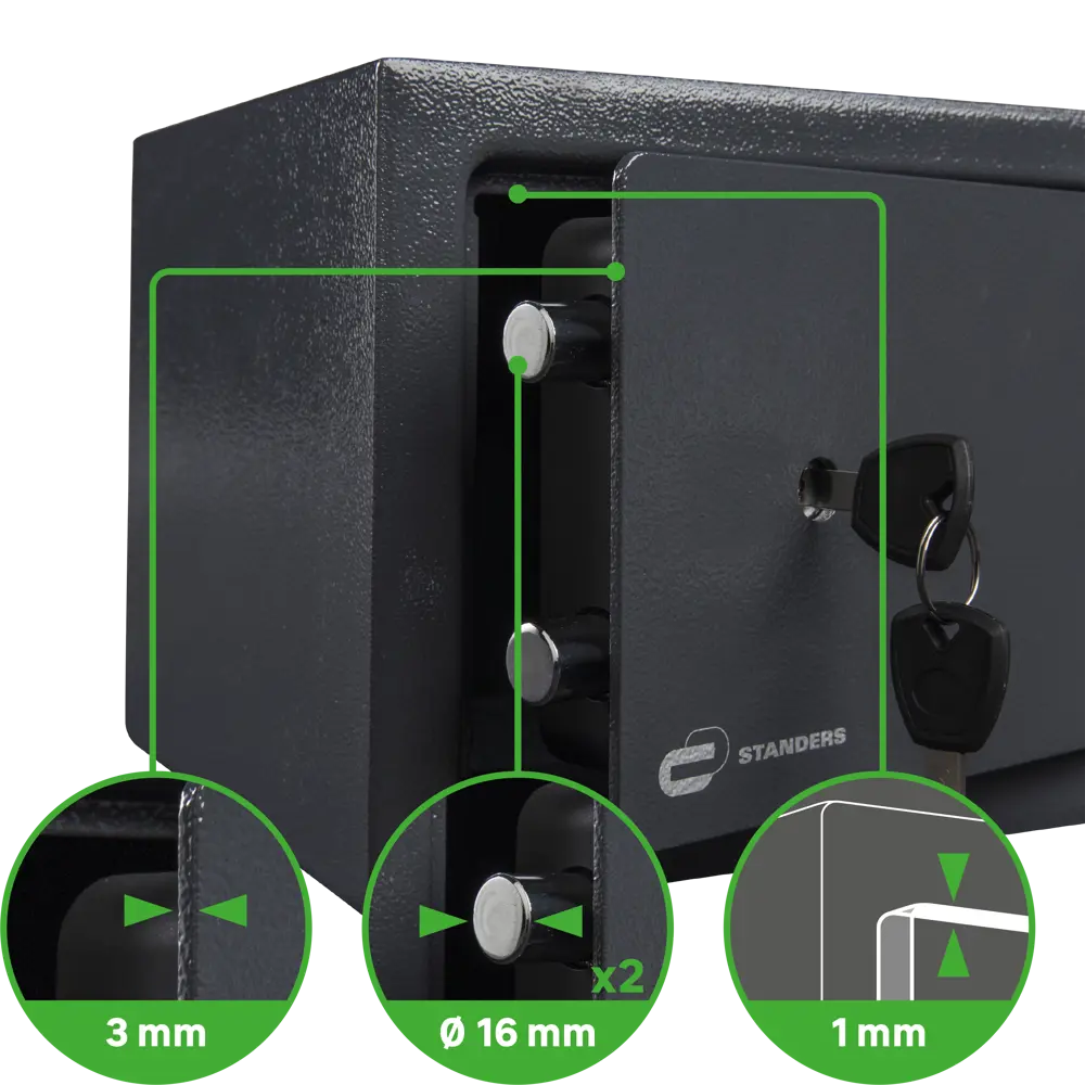 Сейф Standers 9/10 л с ключевым замком 28x18x20 см сталь STLM-2195224 - Вид №4