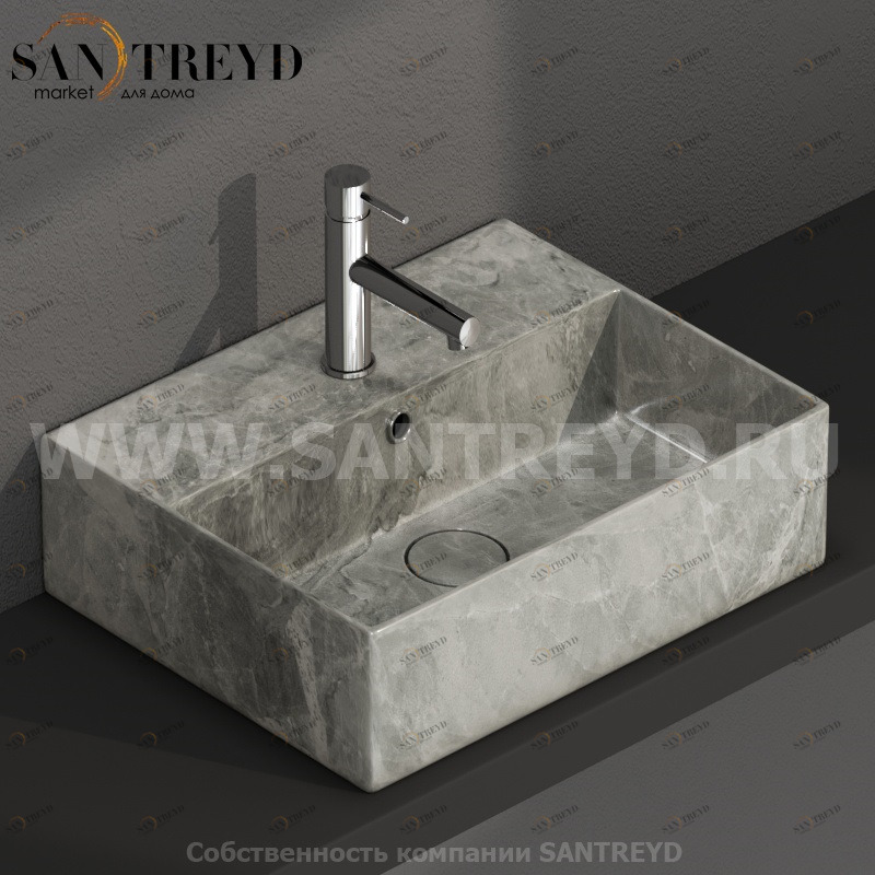 IN046AG Подвесная раковина настенная прямоугольная Ceramica Globo T-EDGE серая