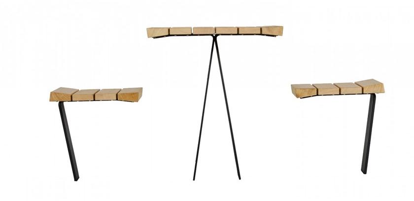 Euroform W Квадратный деревянный стол для общественных мест со встроенными стульями  1430, 1435  - Вид №1