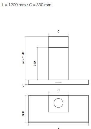 Ilve Настенная стальная вытяжка класса а Pro line Agk120 Santreyd  - Вид №2