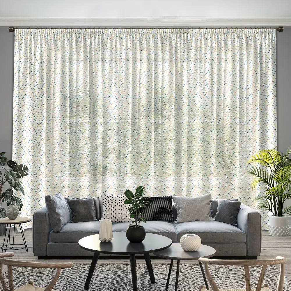 Тюль на ленте Зигзаг 250x260 см цвет желто-бирюзовый GARDEN STLM-2154932 - Вид №4